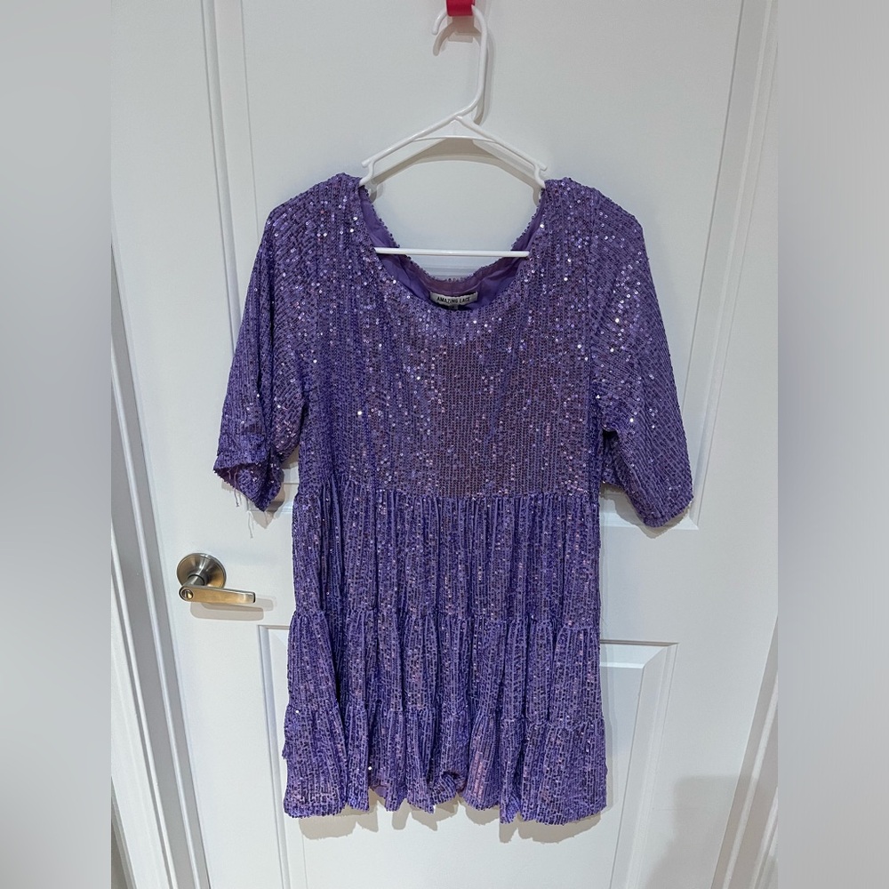 Amazing Lace Purple sequin dress